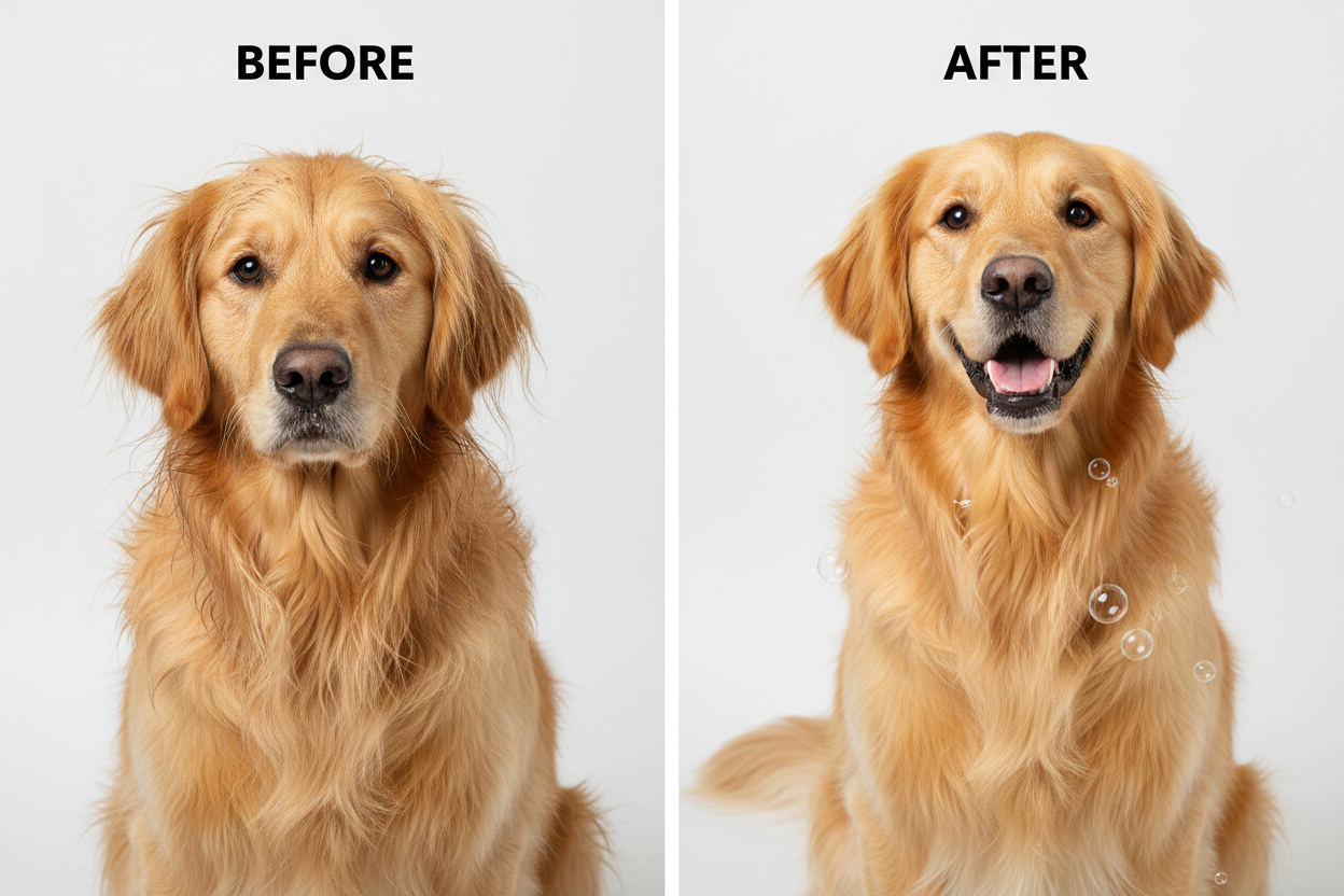 Before and After Dog Grooming