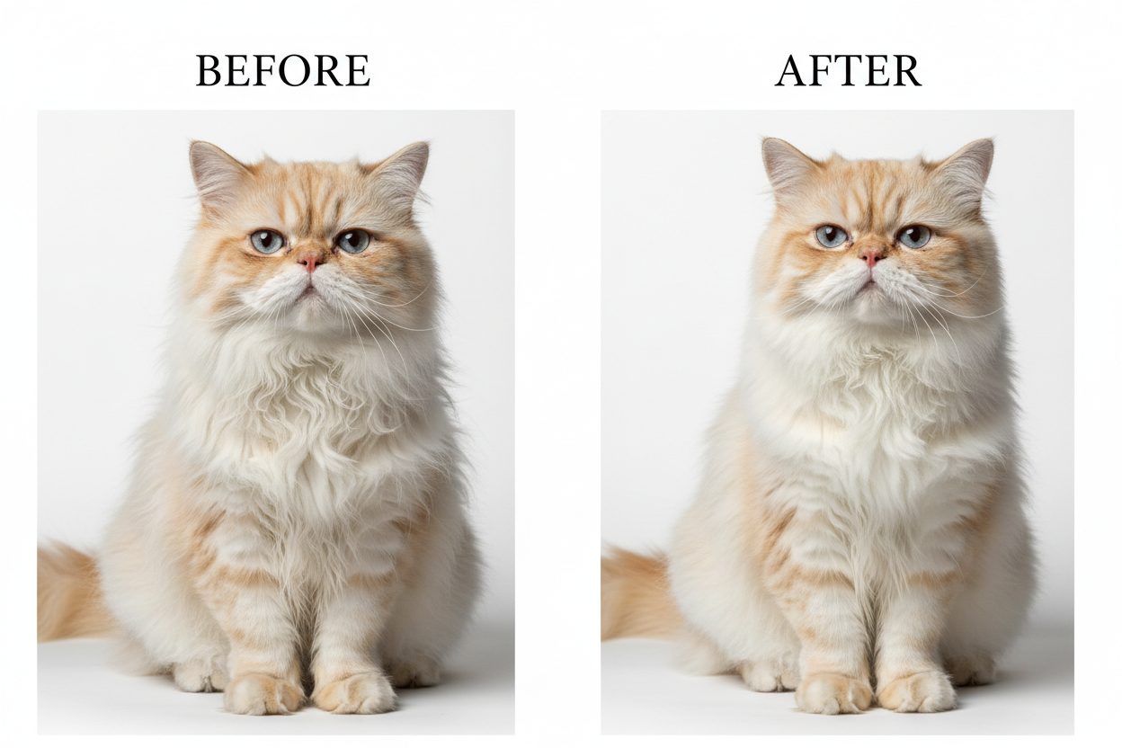 Before and After Same Cat Grooming